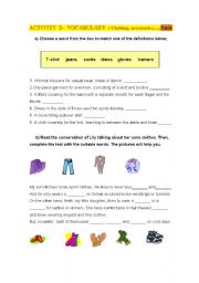English Worksheet: Vocabulary for clothes