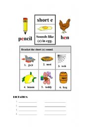 English Worksheet: SHORT E 