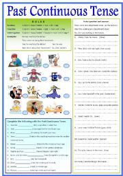 English Worksheet: Past Continuous Tense - B/W 