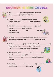 English Worksheet: simple present or present continuous