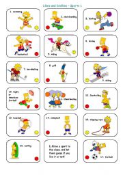 English Worksheet: Likes and Dislikes - Sports - The Simpsons