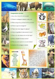 English Worksheet: Endangered species (Part 2/5): Comprehension