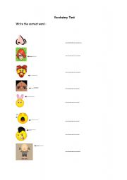English Worksheet: Vocabulary Test Face Parts