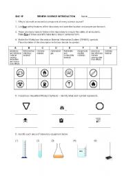 English worksheet: Lab Safety and Equipment