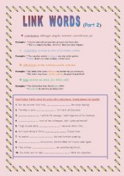 English Worksheet: Link words Part 2