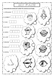 English Worksheet: MY FACE