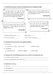 English Worksheet: Newspaper articles