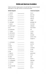 English Worksheet: British and American English