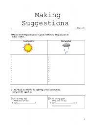 English worksheet: making suggestions