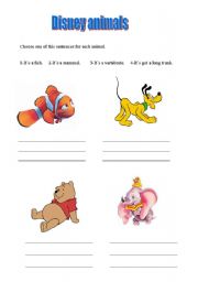 English Worksheet: Disney animals