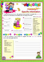 Asking for specific information Series  (3)  -  Speaking + Writing for elementary students