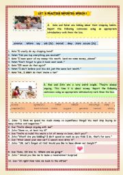 English Worksheet: LET S PRACTISE REPORTED SPEECH ! -TWO DIALOGUES