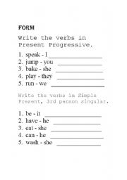 English worksheet: Simple Present