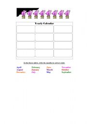 English worksheet: Yearly Calendar