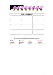English Worksheet: Yearly Calendar