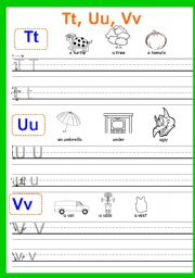 English Worksheet: Writing Tt-Zz Part 8 (the last one)