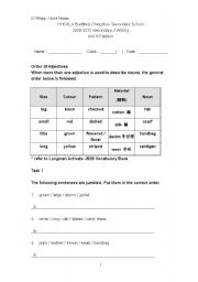 English worksheet: Unit - 6 Fasion