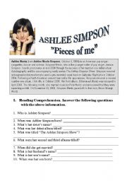 English Worksheet: Ashlee Simpson 