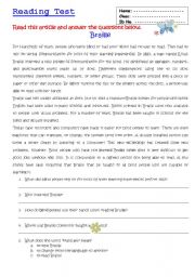 English Worksheet: Reading comprehension