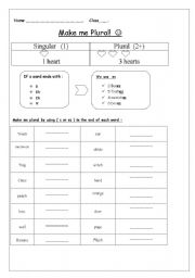 English worksheet: pluralses