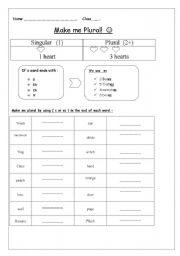 English Worksheet: pluralses