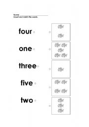 English worksheet: Number Match: one - five