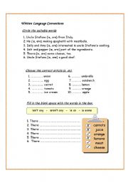 English Worksheet: the articles a and an