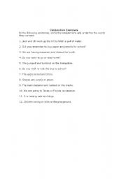 English worksheet: Conjunctions