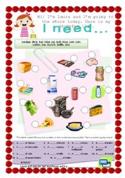 Shopping List - quantities and containers