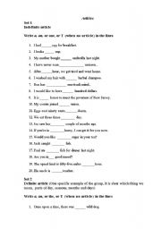 English worksheet: Articles worksheet