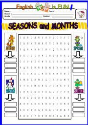 English Worksheet: Seasons and Months -wordsearch-