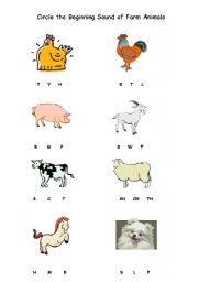 English worksheet: animal phonics
