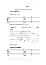 English Worksheet: present simple and progressive