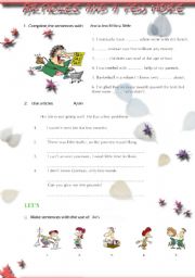 English Worksheet: Articles a/an, a few, a little and lets..