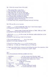 English worksheet: revision of tenses