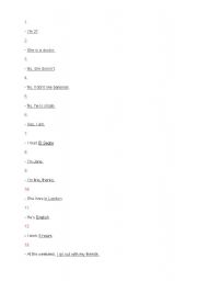 English Worksheet: write the questions to the following answers