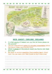 English Worksheet: Web Quest: Explore Ireland 8