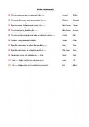 English Worksheet: In the restaurant