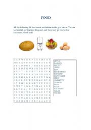 English Worksheet: Food wordsearch