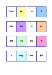 English worksheet: Domino forms of to be - 2 different levels - am, are, is - game - self-study