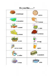 English Worksheet: do you like ....? ( food)