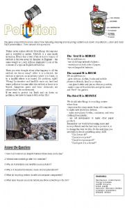 English Worksheet: pollution solutions