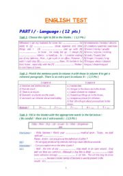 English Worksheet: 9th ENGLISH TEST