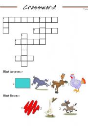 English worksheet: animal cross words