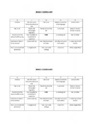 English Worksheet: Icebreaker bingo