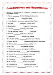 English Worksheet: comparatives and superlatives