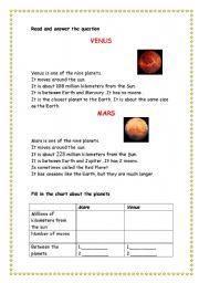 English Worksheet: planets