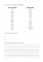 English Worksheet: American X British