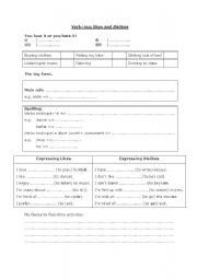 English worksheet: Likes and dislikes