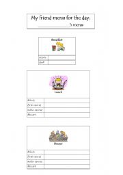 English Worksheet: my friends menu